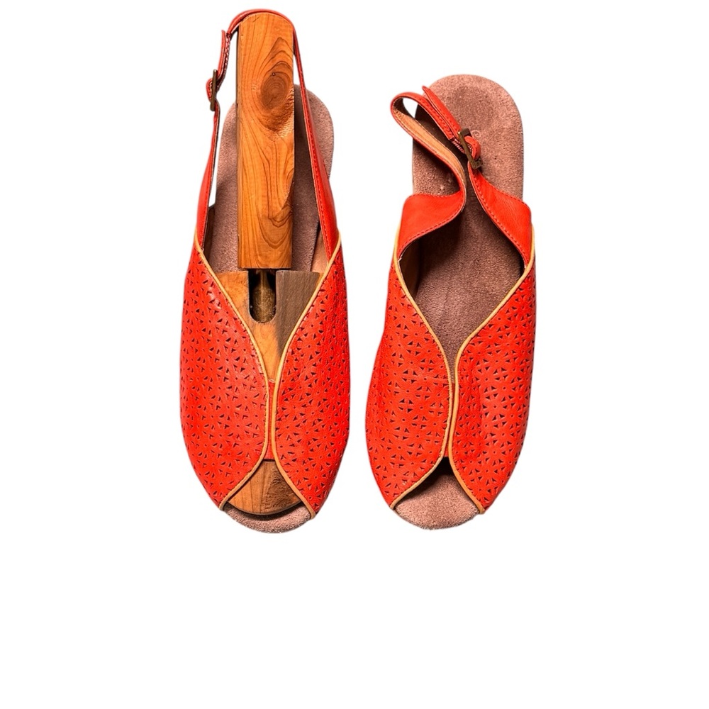 Chocolat Blu Bela salmon  laser cut  wedge sandals